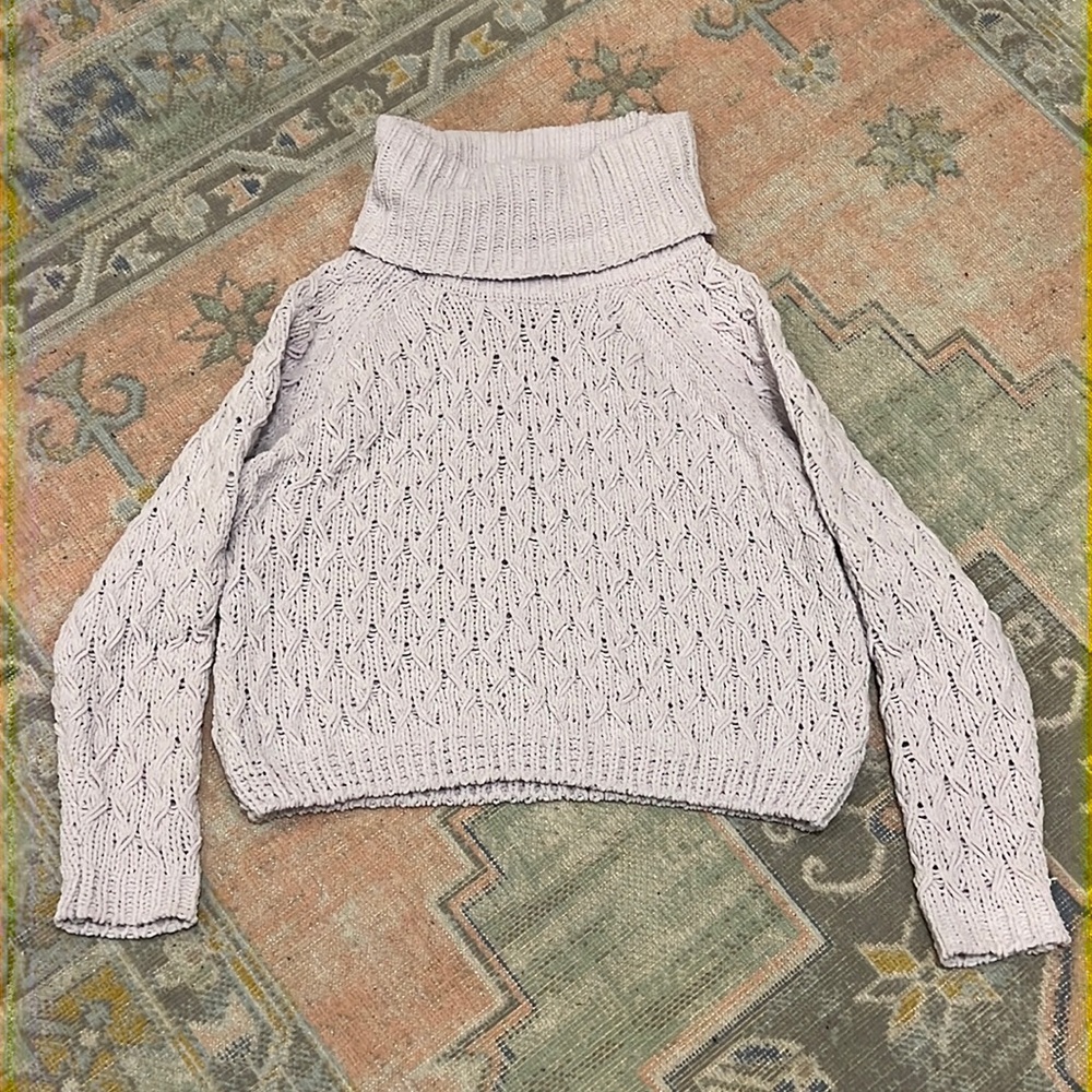 Lavender Purple Knit Turtleneck Sweater